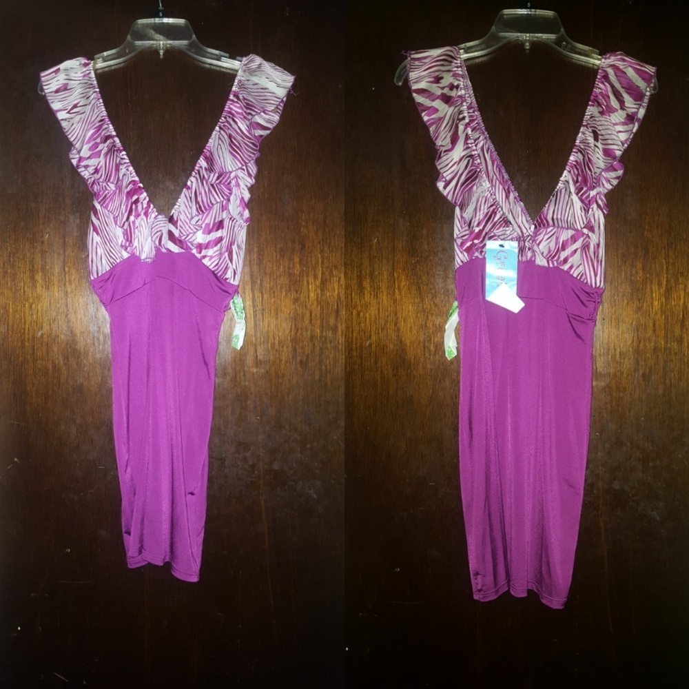 Magenta & White Dress Size L NWT